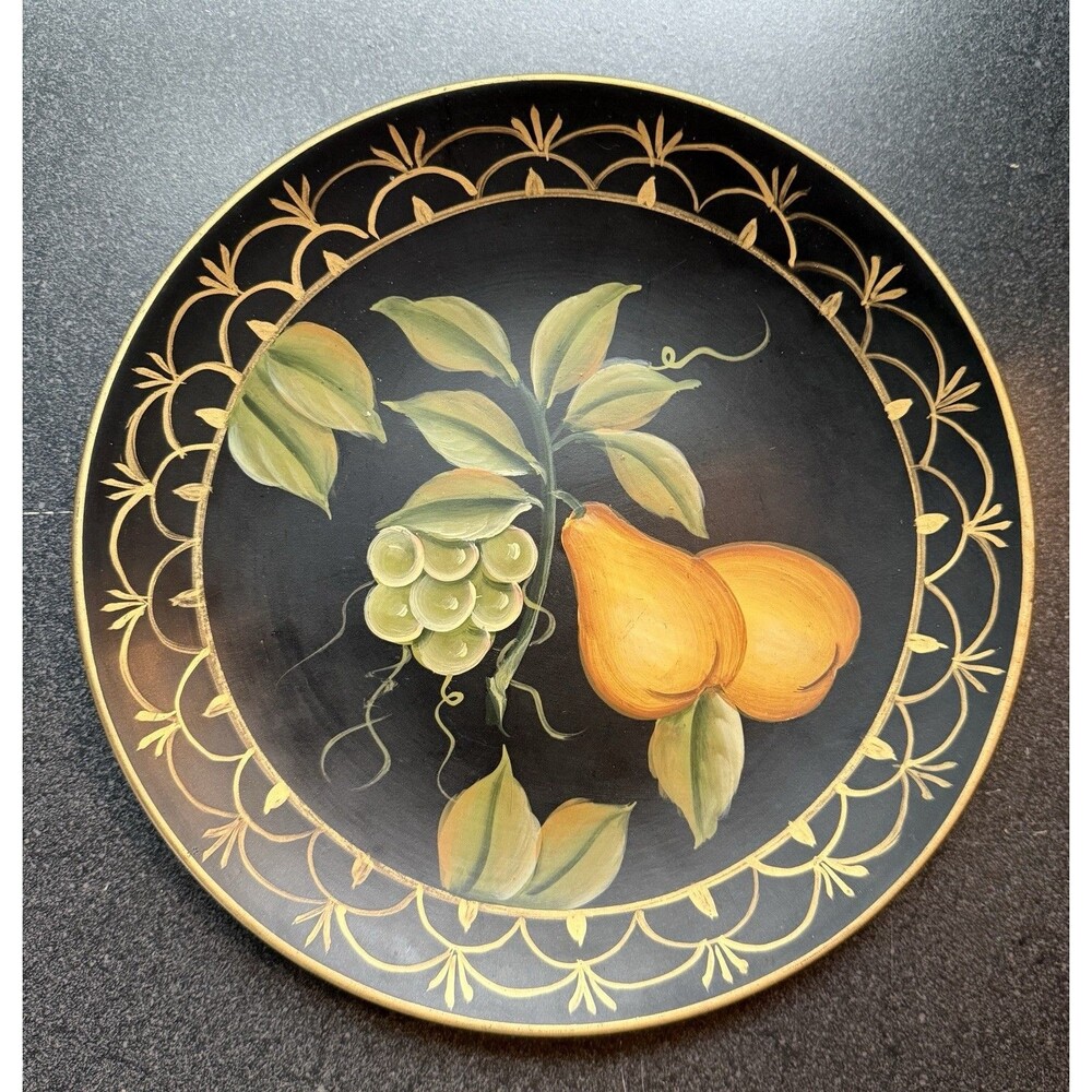 The Bayberry Company 10" Fruit Pear Grapes Handpainted Plate Decorative Cottage